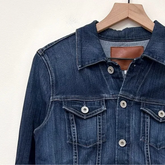 AG Mya Classic Fit Button Down Jean Denim Jacket in Easy Street Dark Wash size M - Picture 4 of 13